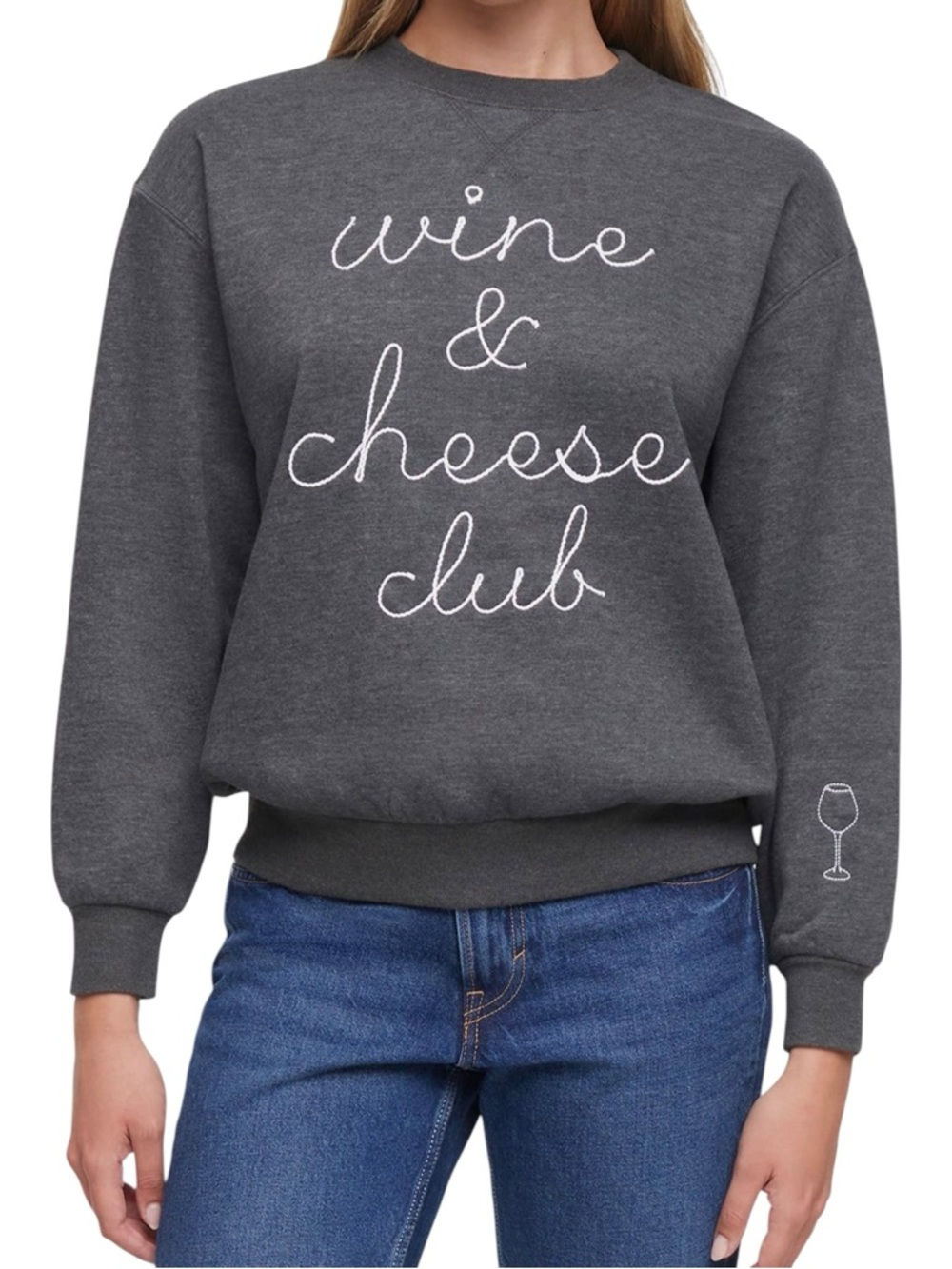 Wildfox Wine & Cheese Embroidered Charlie Sweatshirt